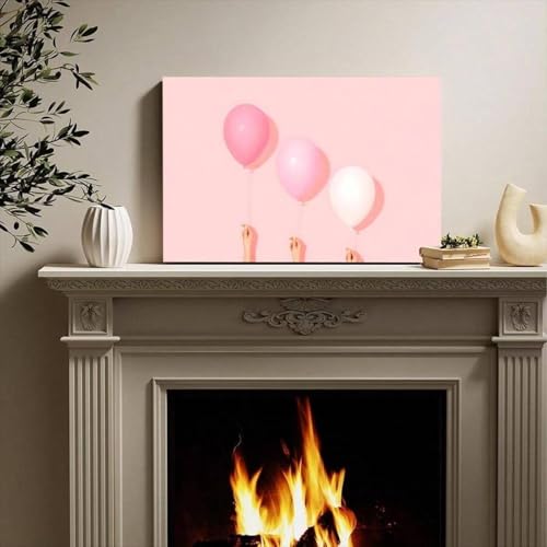 Toile murale ballons roses douceur et légèreté déco chambre et bureau - 2