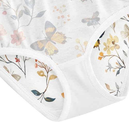 ZZKKO Butterfly Floral Farmhouse Girls Underwear Toddler Panties for Girls Comfort Brief Size 2T-8Y4