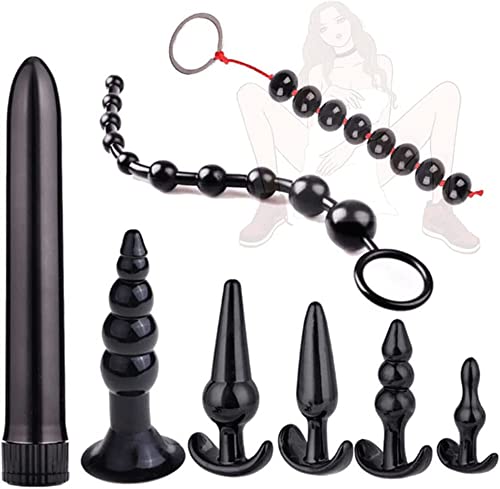 US-DXB 8 Pezzi Set Silicone Pl ugs per Coppie Principianti Divertenti Giocattoli (Nero)