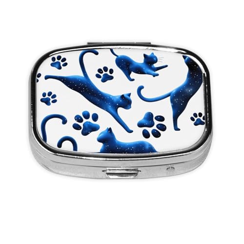 ピルケース 金属 携帯用 薬ケース ピルボックス 猫,犬の肉球柄 猫柄 長方形 ケース 薬入れ 錠剤ケース 習慣薬箱 サプリメントケース サプリケース コンパクト サプリメントケース お薬