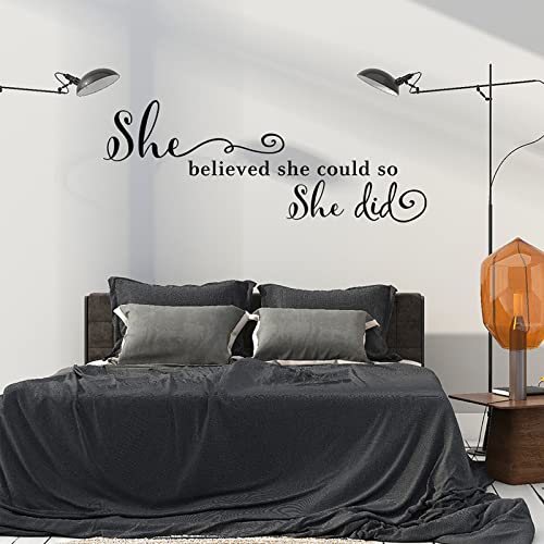She Believed She Could So She Did Wall Sticker, Inspirational Wall Decals Quotes Motivational Wall Stickers Vinyl - Image 3
