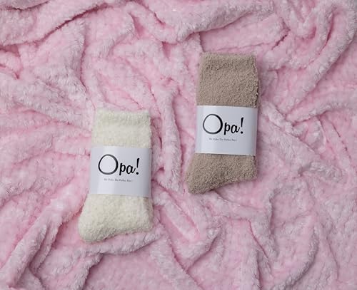 Image of Opa! Ultra Soft Fuzzy Socks for Women & Men- Warm & Cozy Cloud Socks for Sleeping, Gifts, Travel, Lounge Wear - 2 pairs