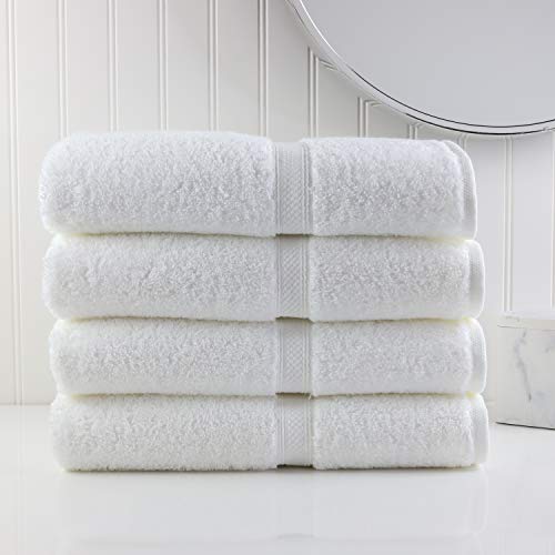 Freshee Luxury Hotel Quality 4-Piece Bath Towel Set with Antimicrobial Odor Protection, Made in The USA of US and Imported Materials, White