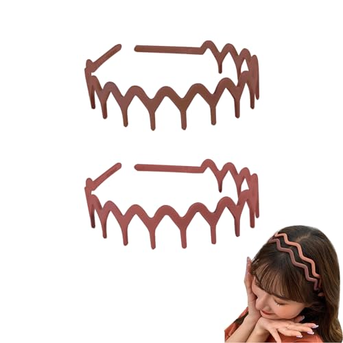 Set Di 2 Fasce Per Capelli A Zig-Zag In Plastica - Ondulate, Con Denti, Colore Nero, Unisex Adulto
