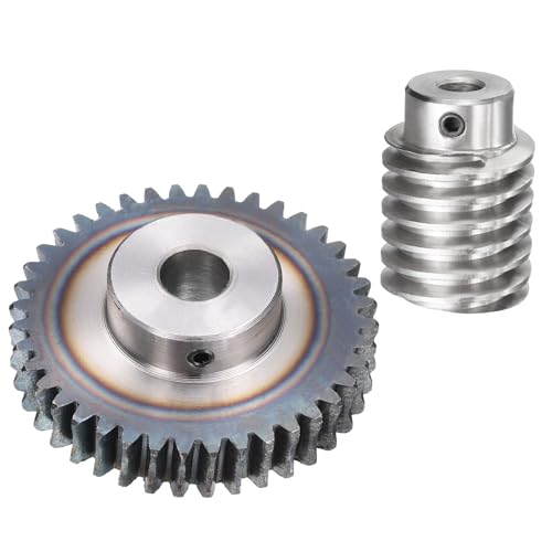 QUARKZMAN #45 Stahl Schneckenradsatz 20T 1.5 Modul 20:1 Übersetzungsverhältnis Antriebsgetriebe Rad Reduziergetriebeteil (Zahnrad-12mm Bohrung 63 mm Außendurchmesser, Stange 8mm Bohrung)