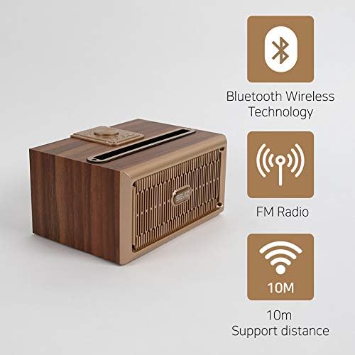 Bottom view of SEVIZ Gold Retro Bluetooth Speaker showing scratch protection feet