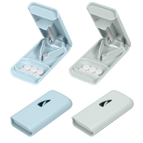 Fefod 2 Pack Pill Tablet Cutter, Pill Cutter, Tablet Cutter, Cutting & Storage Pill Splitter for Tablets, Portable Pill Dispenser for Small Pills and Tiny Tablets for Elderly, Child, Pet, Travel