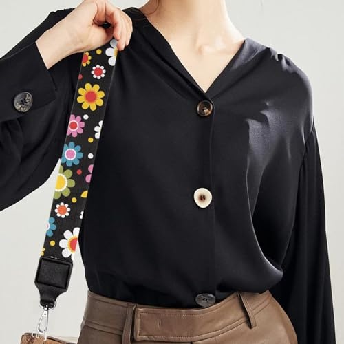 Image of TODIYADDU Colorful Hippie Flower Bag Straps Replacement Crossbody Daisy Floral Wide Shoulder Strap for Women Students Office Workers Suitable for Crossbody Bag Handbag Computer Bag Guitar Nice Gifts