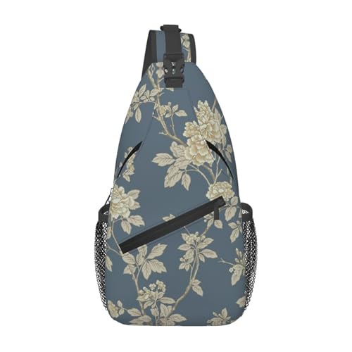 Bolso Cruzado Estampado Flores Azul y Amarillo Unisex miniatura 1
