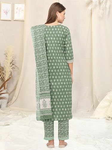 Image of MIRCHI FASHION Pure Cotton Straight Kurta Set with Dupatta | 3 Piece Ethnic Kurta Pant Set Office Wear Salwar Kurta Set for Women