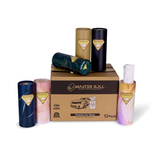 Master Roll Premium Bamboo Car Tissues | Facial Tissues | Travel Tissues | 12 Pack | 3-Ply | Soft Eco Friendly Plastic Free & Biodegradable