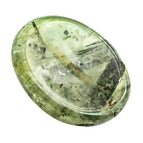 Image of Amazing Gemstone Prehnite Worry Stone, Healing Crystals - Piedra Crystal Fidget for Gift, Meditation, Calming, Relaxation, Stress Relief
