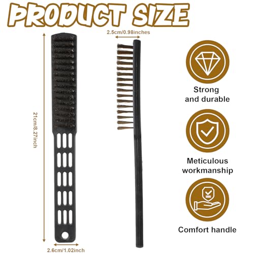 Image of Ptwola 4 Pcs Heavy Duty Cleaning Rust Descaling Hand Brush Tool Shoe Scratch with Long Plastic Contoured Handle Scratch Brush Wire Brushes for Dirt Before Welding Dust Paint Scrubbing Bowling