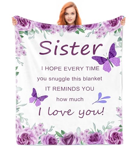 Noxkioy Sister Gifts, Sister Gifts from Sister, Sister Birthday Gifts, Big Sister Gift, Birthday Gifts for Sister, Gifts for Sister Blanket 60