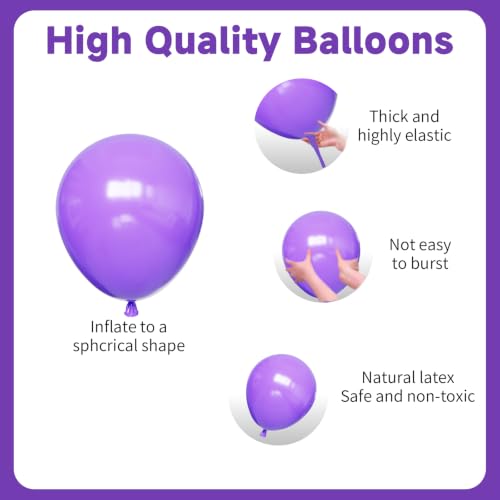 Purple and Black Balloons, 100Pcs Halloween Black Purple Silver Balloons by Mobacurty - Used condition - Image 3