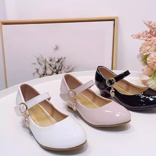Little Big Girls Mary Jane Leather Low High Heel Pumps Shoes Girls Formal Dress Princess Flower Shoes for Party Wedding3