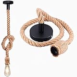 💡DISEÑO CUERDA DE CÁÑAMO--- Retro Industrial Lámpara de techo de interior Hecho de cáñamo natural, áspero y firme, seguro para colgar. lámpara de luz Chic de estilo vintage;Generosa decoración elegante e iluminar su hogar.