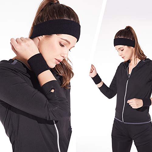 Hoter Sweatband Set Sports Headband Wristband Set Sweatbands Terry Cloth Wristband Athletic Exercise Basketball Wrist Sweatband And Headbands Moisture Wicking Sweat Absorbing Head Band #TOP6