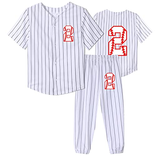 Image of Yuji Itadori 2nd Baseball Birthday Shirt Set Boy Girl Toddler 2 Years Olds T Shirts Pants Sports Jersey Tops Clothes(Striped,1T)