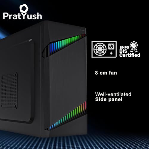 Image of Pratyush Gamer V7 Gaming and Editing Desktop Computer PC - Core i7-3770 3rd Gen Processor CPU, 4GB GT730 Graphic Card, 16GB RAM, 1TB SSD, 9 USB, HDMI, Win 11, Wi-Fi, Heavy Cabinet with RGB Lights