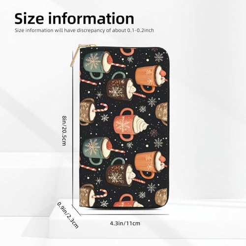 Leather Thin Slim Wallets for Women & Men - Snowflake Ice Cream Coffee Print Card Wallet Holder with Zipper2