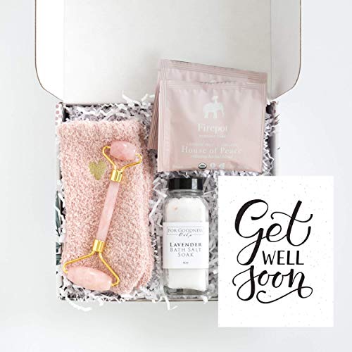 UnBoxMe Get Well Soon Care Package For Women | Self Care Spa Gift Basket For Her | Tea Care Package | Relaxation Gift, Stress Relief Gift, For Coworker, Employee ("Get Well Soon" Card)