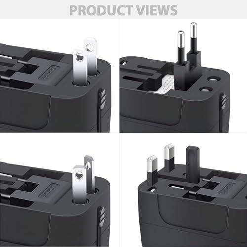 Image of Pivalo Universal Travel Adapter with Dual USB AC /DC 6A /5V Charging Ports 1000mAh All in one Multipurpose Power Plug Portable International Travelling for Phone Camera Laptop (Pack of 1, Black)