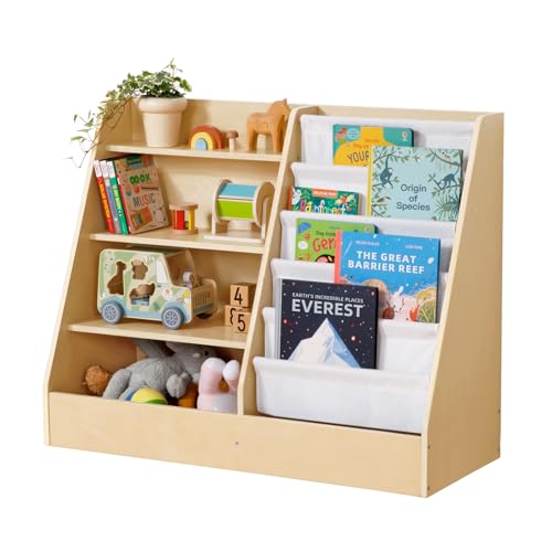 OOOK Montessori Bookshelf and Toy Organizer, Kids Bookshelf with Spacious Storage, Montessori Shelf for Toys, Nursery Book Shelves for Kids Rooms, Ideal for Child Growth