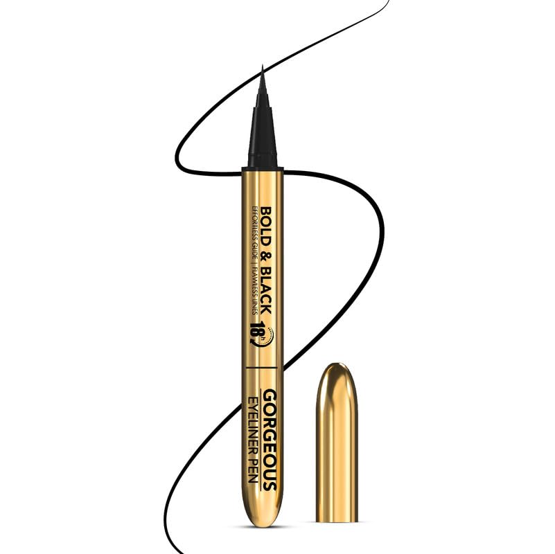 MARY JO K Gorgeous Bold & Black Eyeliner Pen | 18HRS Stay Formula | High-Intensity Pigment | Mesmerising Eye Looks | Precision Tip | Castor Oil | 2.5ml | Black-image-49