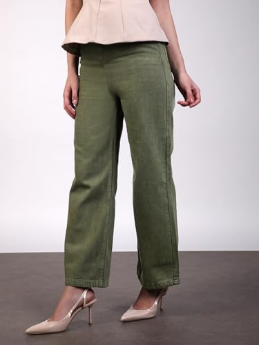 Image of Urbano Fashion Women's High Rise Regular Fit Wide Leg Washed Jeans