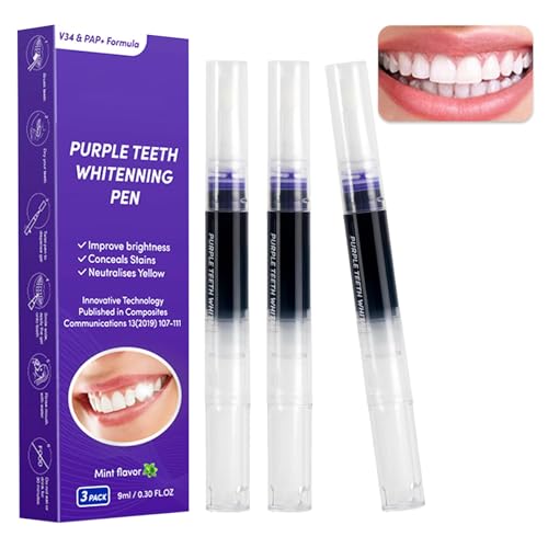 Purple Teeth Whitening Pen 3er Set - Zahnaufhellungsstift für schonendes Zahnbleaching & effektives Aufhellen weißer Zähne