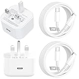 iPhone Charger Fast Charge, 2Pack 20W USB C Plug UK With iPhone Charger Cable 2m [MFi Certified], 3.0A Fast Charging USB C to Lightning Cable for iPhone 14 13 12 11 Pro Max X SE 8 7 6 Plu,iPad,AirPods