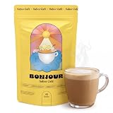BONJOUR – Café de Hongos Lion's Mane (Melena de León), Chaga, Cordyceps, Plantas Adaptógenas Ginseng y Vitaminas B12, D3, E, K2 – Zinc, Selenio, Fibra, Sin Azúcares, Vegano – 15 Dosis
