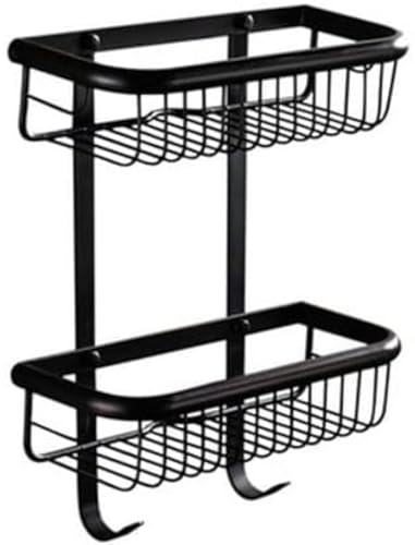 BACKOLU BACKOLU シャワーキャディ フローティングシェルフ バスルーム コーナーシェルフ アンティーク 真鍮 シャンプー オーガナイザー 棚 石鹸 液体 水切りラック ローズゴールド 壁取り付け 化粧品収納 キッチン スパイスラック(色:黒)