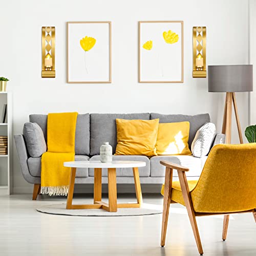 Wall Sconce Set Of 2 Metal Wall Art Decorations Wall Candle Holder Elegant Wall Art Candles Sconces Wall Decor For Living Room Bathroom Dining Room And Office (Gold) #TOP4