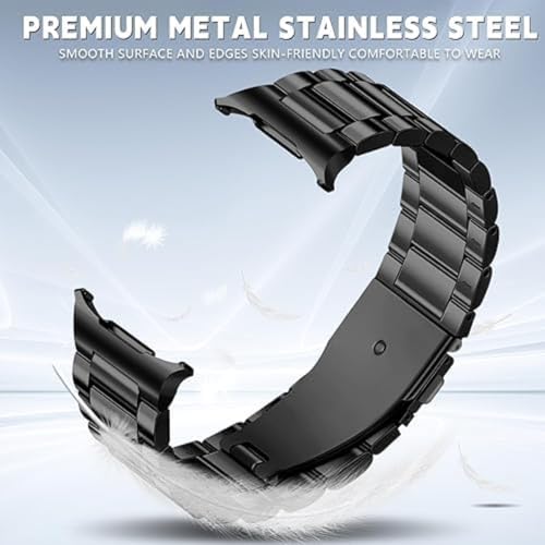 Image of TechTrendz No Gap Metal Straps For Samsung Galaxy Watch 7 Ultra 2024, Solid Stainless Steel Business Wristband For Samsung Watch 7 Ultra - Black