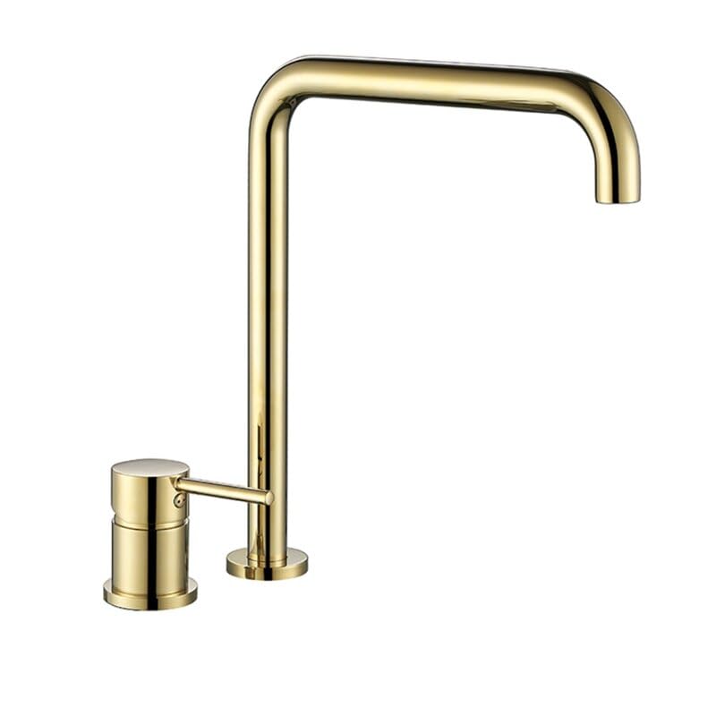 Mitigeur de lavabo noir et or brossé avec bec rotatif 360 pour eau chaude et froide