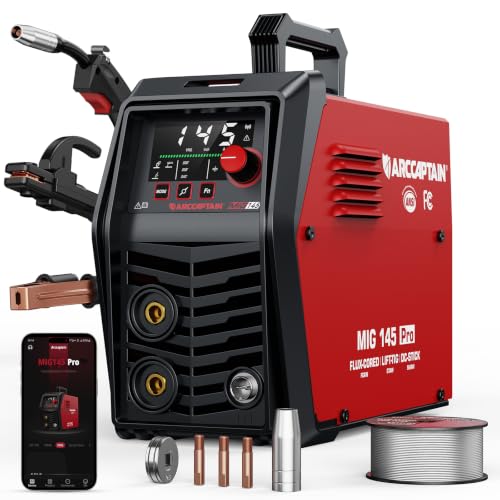 Image of ARCCAPTAIN MIG145 Pro Flux Core MIG Welder 145A 120V 3-in-1 Welding Machine | APP Control, Gasless MIG with Synergy, Beginner Friendly, Clear Dispaly, MMA Stick Welding, Lift TIG, Home Repair, Metal DIY
