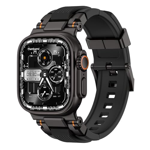 Image of amBand Bands Compatible with Apple Watch Ultra 3 /2 /1 49mm, M1 Sport Series Rugged Durable Strap with Metal Connector to Match Ultra's Titanium Case for iWatch 49mm Men Matte Black