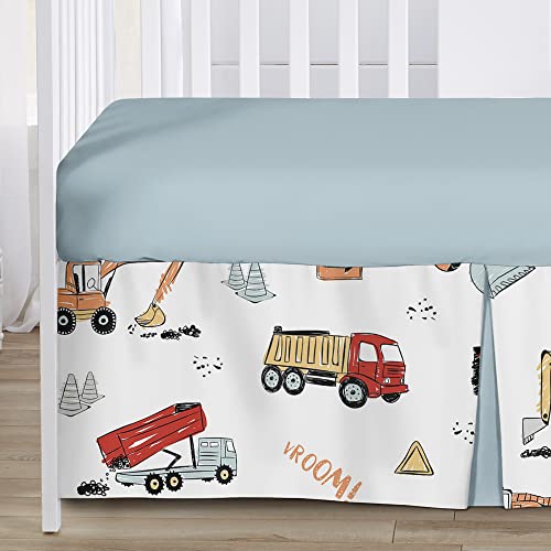 Sweet Jojo Designs Construction Truck Baby Boy Nursery Crib Bedding Set - 4 Pieces - Grey Yellow Orange Red And Blue Transportation Chevron Arrow #TOP3