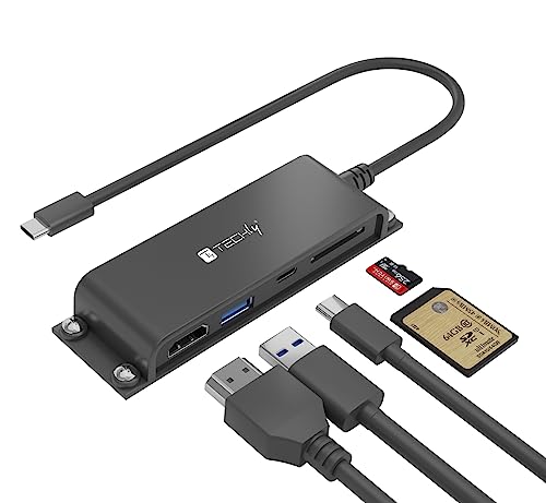 Techly 367287 Docking Station 5 In 1 Usb-C Hub Hdmi Con Lettore Micro Sd/Sd Nero
