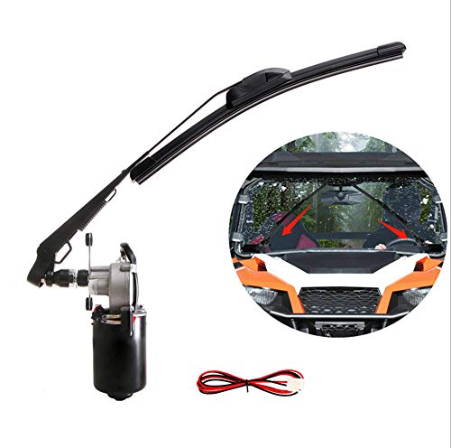 Image of Universal 12V Electric UTV Windshield Wiper Motor Kit Fits Polaris Ranger RZR Kawasaki Golf Cart, Standard Wiper Motor Kit -110 Sweep Wiper Size: Arm: 13.7inch Blade:13.7inch