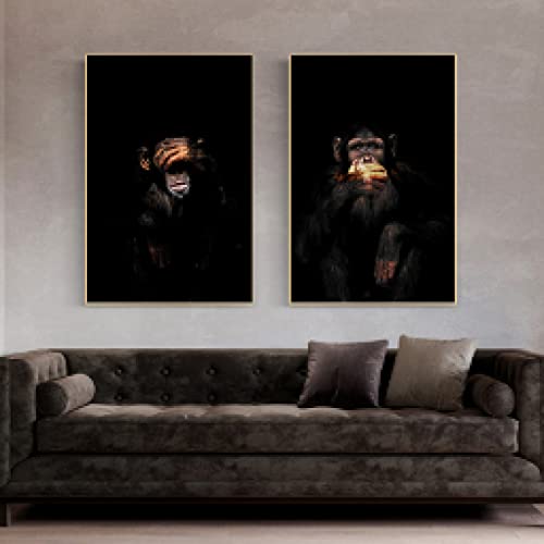 Chimpanzé moderne toile sans cadre triptyque expression animale drôle