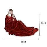 mikamax - Snugs Deluxe - Koc polarowy z rękawami - Deluxe - Koc do przytulania - Super miękki - Czerwony