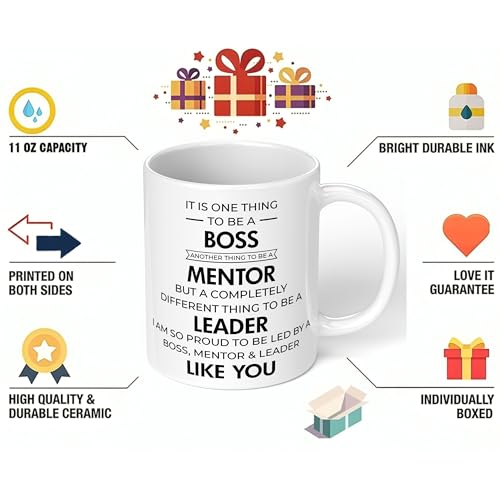 Image of Boss Mentor Leader Ceramic Coffee Mug 325ml - Gift for Bosses, Managers, Retirement, Promotion - The Office Farewell Present for Men Women