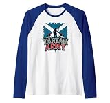 Tartan Army Scotland Warrior Patriotic Fan Pride Raglan Baseball Tee, Men, Royal Blue/White, Medium