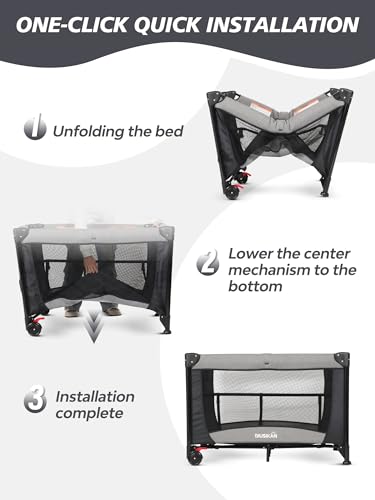 BIUSIKAN Baby Bassinet, Pack and Play with Bassinet, Bedside Sleeper with Diaper Changer, Mosquito Net, Music Box, Portable Crib with One-Click Installation, Playard for Newborn to Toddlers — view 5