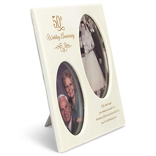 Dicksons 50Th Wedding Anniversary Oval Double Picture Resin Stone Picture Frame #TOP2