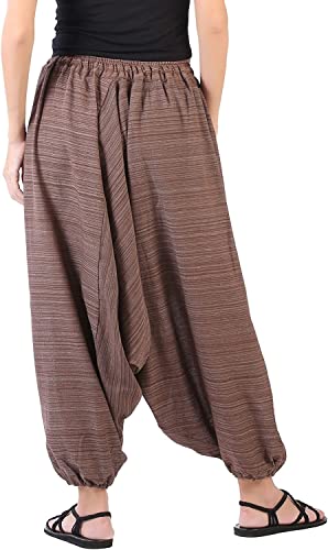 Image of Whitewhale Mens Women Cotton Stripe Aladdin Loose Baggy Boho Hippie Harem Pants