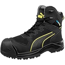 حذاء Puma Safety للرجال Rock HD Mid EH WP SR CT أسود أصفر 10 DM أمريكي